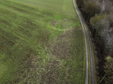 Aerial view of the agricultural fields in Bavaria, Germany.