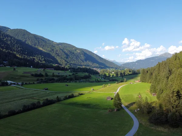 Montagnes Prairies Dans Paysage Magnifique Autriche Col Brenner Coucher Soleil — Photo