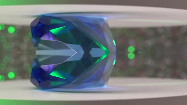 Diamante Azul Ingeniosamente Reflejado Gira Círculos — Vídeo de stock