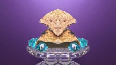 Kuvars kayası, kristalleri mavi koyu arkaplan üzerinde ustalıkla işlenmiş değerli taşlar.