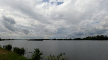 Tuna ve kargo gemisi Regensburg yakınlarındaki nehirde konvoyu itiyor.