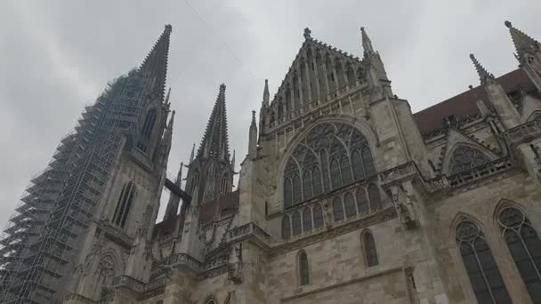 Katedrála Petra Regensburgu Gotický Kostel Rekonstrukci — Stock video