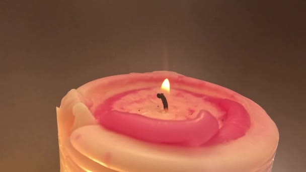Kerze Rot Mit Rotem Hintergrund Mit Rauch Zeitlupe — Stockvideo