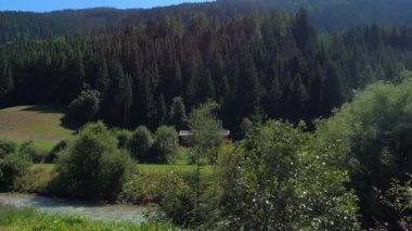 Avusturya 'daki dağlar bir dere boyunca ve yürüyüş yolu boyunca