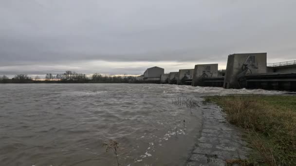 Inondation Danube Allemagne Écluse — Video