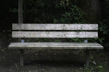 Rahatlamak için parkta rahat koltuklar ve masalar.