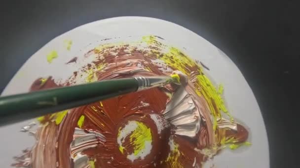 Peintures Art Créent Une Création Artistique Colorée Aide Pinceau — Video