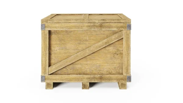 Construction Wooden Crate Close Position Isolated White Backgorund Rendering Illustration — Stock Photo, Image