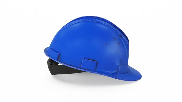 蓝色建筑头盔 侧视图隔离在白色背景上 3D渲染 — 图库照片