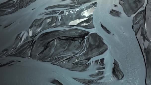 在河床上飞行 冰河系统 来自冰岛Vatnajokull冰川的莫兰沉积物 全球变暖 气候变化环境概念 — 图库视频影像