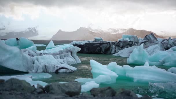 Geleira Derretendo Islândia Vista Perto Gelo Azul — Vídeo de Stock
