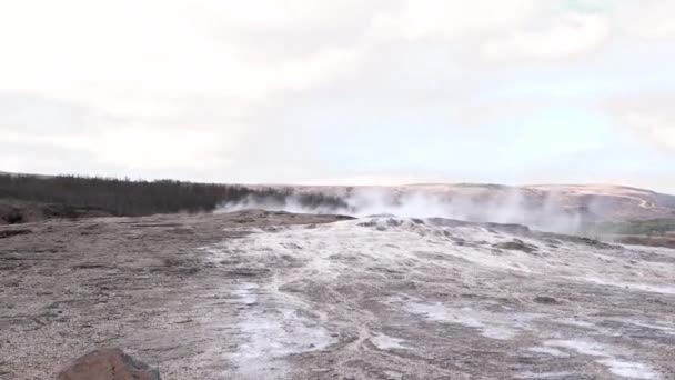 Namafjall Hverir Geotermální Oblast Islandu Ohromující Krajina Sírového Údolí Kouřícími — Stock video