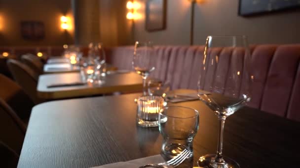 Restaurantul Interior Stil Elegant Mansardă Bar Counter Într Restaurant Gol — Videoclip de stoc