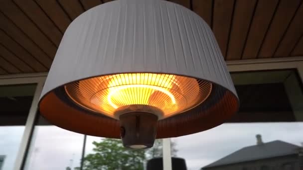 Lâmpada Térmica Terraço Livre Restaurante Com Luz Quente — Vídeo de Stock