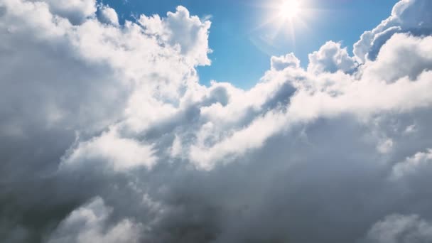 Nanılmaz Güzel Bulutlu Bir Arazide Gerçek Bir Uçuş Beyaz Tüylü — Stok video