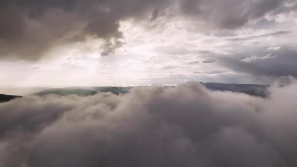 Aerial View Timelapse Parallax Clouds Mountainous Area Videos Summer Mountain — Stock Video