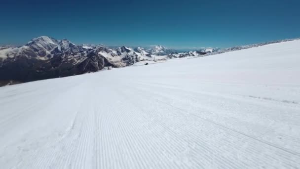 Photographie Aérienne Drone Survole Une Piste Ski Qui Est Prêt — Video
