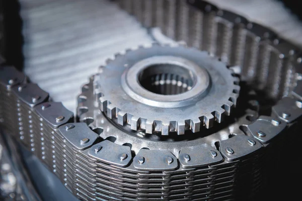 Close Transfer Case Chain Gear Removed Transmission Stock Image