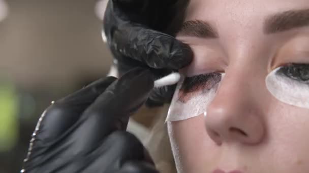 Primo Piano Delle Moderne Procedure Cosmetiche Spa Laminazione Delle Ciglia — Video Stock