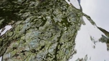 Ulusal Park Karlı Dağları Buzul Manzarası İlk İnsansız Hava Aracı Uçuşu.