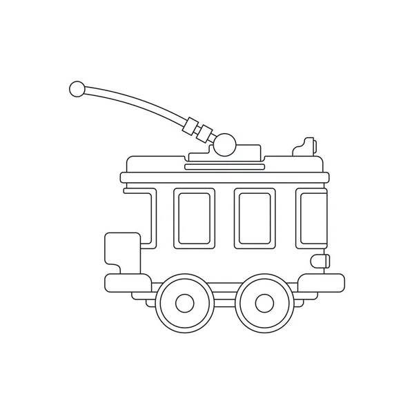 Ikon Vektor Garis Dengan Mainan Trolleybus Mengaktifkan Dan Interaktif Mainan - Stok Vektor