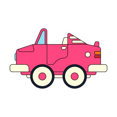 Oyuncak arabası ve kamyonu olan renk vektör simgesi. Yaratıcılık ve hayal gücünü ateşleyen etkileşimli oyuncaklar. Çocuklar için tasarlanmış. Oyun zamanını teşvik et ve keşfin neşesini çocuk oyuncaklarla ateşle.