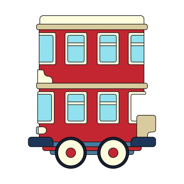 Kleur Vector Icoon Met Speelgoed Vintage Bus Betrokken Interactief Speelgoed — Stockvector