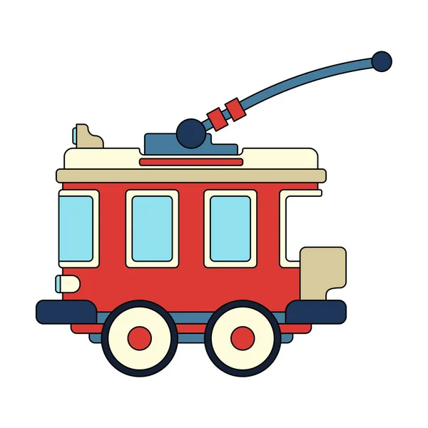 Warna Ikon Vektor Dengan Mainan Trolleybus Mengaktifkan Dan Interaktif Mainan - Stok Vektor