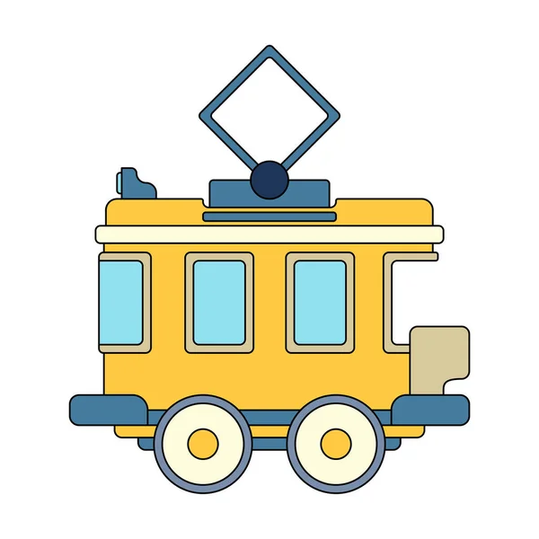 Цвет Вектор Значок Игрушками Винтажный Трамвай Запуск Интерактивные Игрушки Которые — стоковый вектор