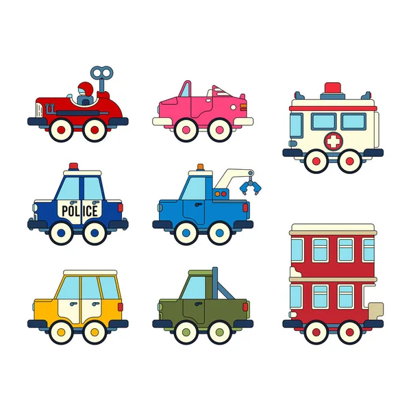 おもちゃの車 トラックによって置かれる色のベクトル アイコン 創造性と想像力を引き起こすインタラクティブなおもちゃ 子供のために作られました 遊び時間を奨励し 子供のおもちゃで発見の喜びを刺激する — ストックベクタ