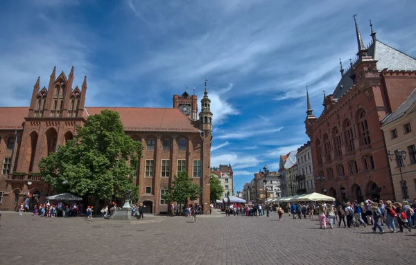 Torun Lengyelország Május 2023 Gótikus Városháza Rynek Staromiejski Történelmi Óvárosa Jogdíjmentes Stock Fotók