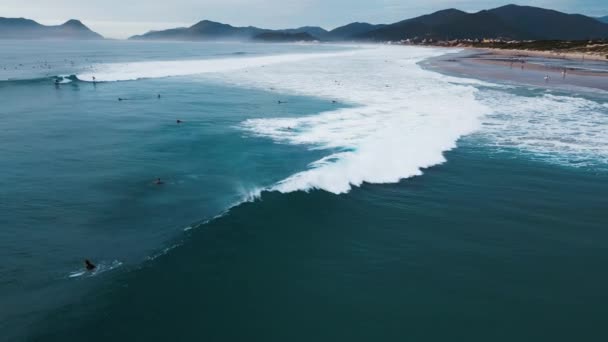 Vista Aerea Dell Oceano Atlantico Con Onde Costa Brasiliana Dell — Video Stock