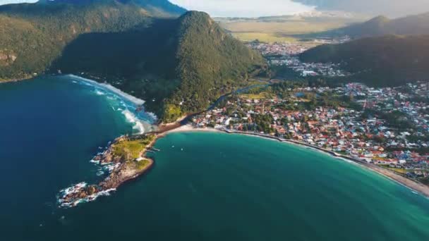 Aerial View Town Armacao Its Beaches Florianopolis Santa Catarina — Stock Video