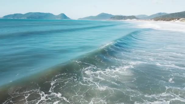 공중에서 대서양 파도로 뒤덮여 있습니다 브라질 해안선 — 비디오