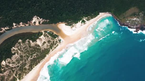 Letecký Výhled Písečnou Pláž Brazílii Lagoinha Leste Pláž Laguna Jihu — Stock video