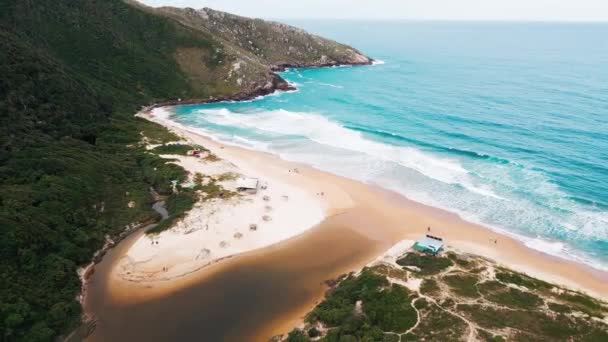 Повітряний Вид Піщаний Пляж Бразилії Лагоінга Пляж Лагуна Півдні Бразилії — стокове відео