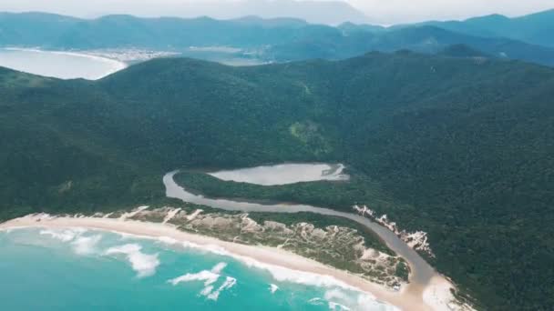 Veduta Aerea Della Spiaggia Sabbia Brasile Lagoinha Leste Spiaggia Laguna — Video Stock