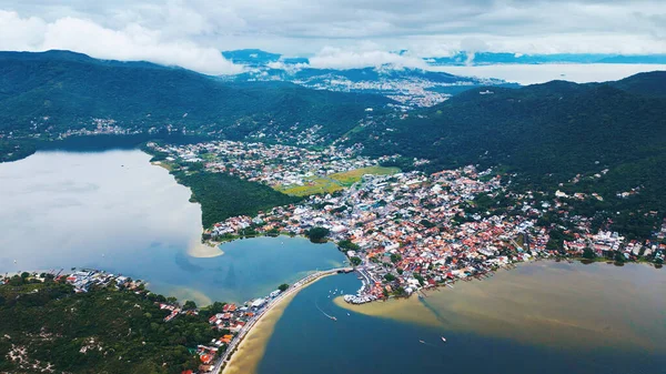 Flygfoto Över Staden Lagoa Conceicao Nära Staden Florianopolis Brasilien — Stockfoto