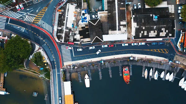 Aerial View Pier Town Lagoa Conceicao City Florianopolis Brazil — Stock Photo, Image