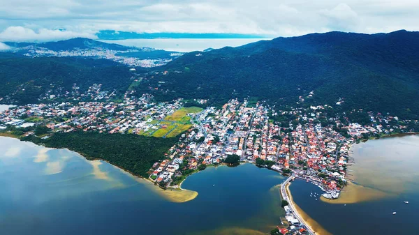 Letecký Pohled Město Lagoa Conceicao Blízkosti Města Florianopolis Brazílii — Stock fotografie