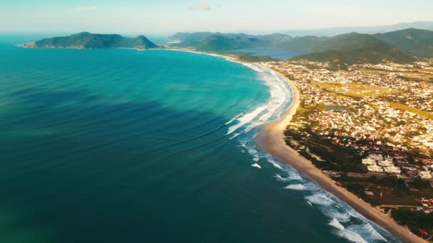 Letecký Pohled Ostrov Santa Catarina Brazílii Město Florianopolis — Stock video