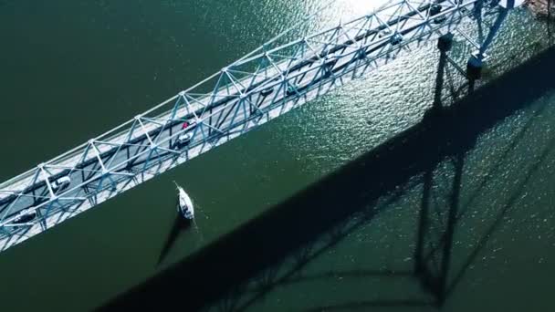 Voilier Pont Vue Aérienne Pont Helrcilio Luz Dans Ville Florianopolis — Video