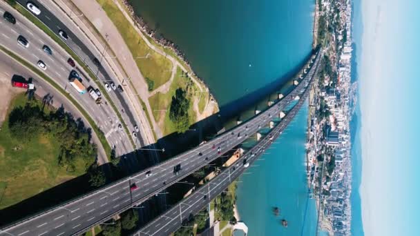 Letecký Pohled Město Florianopolis Slunečného Dne Brazílie Ostrov Santa Catarina — Stock video