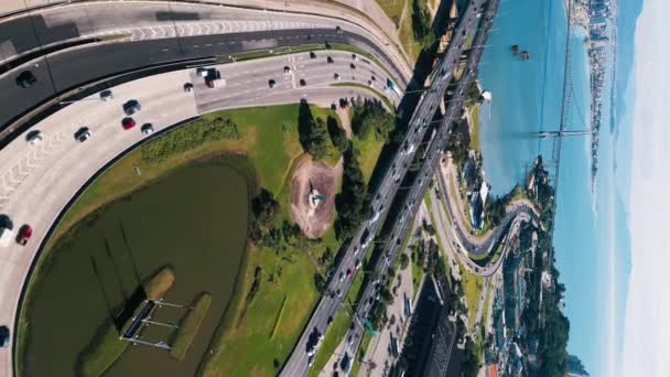 Vue Aérienne Ville Florianopolis Pendant Journée Ensoleillée Brésil Île Santa — Video
