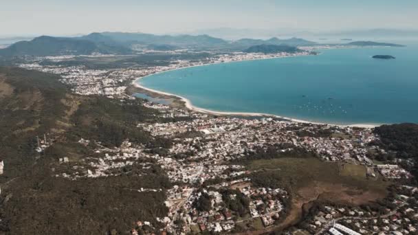 Letecký Pohled Údolí Pláží Městem Severu Ostrova Santa Catarina Brazílii — Stock video