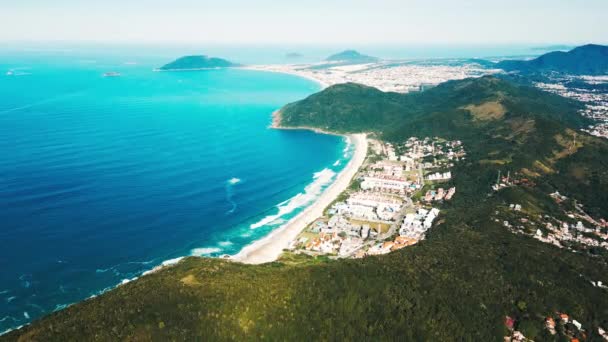 Vista Aérea Playa Brava Norte Isla Santa Catarina Brasil — Vídeo de stock