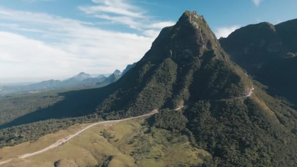 Вид Воздуха Горы Бразилии Горный Хребет Штате Санта Катарина Бразилии — стоковое видео