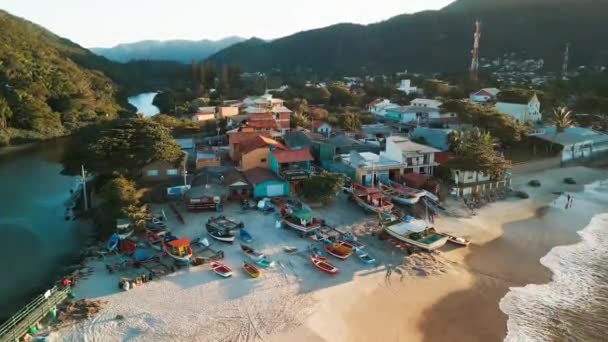 Риболовецьке Місто Армакао Острові Санта Катаріна Півдні Бразилії — стокове відео