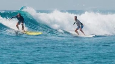 Acemi sörfçü Maldivler 'de sörf yapar ve dalgasını daha deneyimli binicilerle paylaşır. Olgun sörfçü yeni başlayan genç sörfçüyü dalgaya düşürür