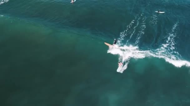 Nsanlar Bali Endonezya Batu Bolong Sörf Sahasında Sörf Yapıyor Kamera — Stok video